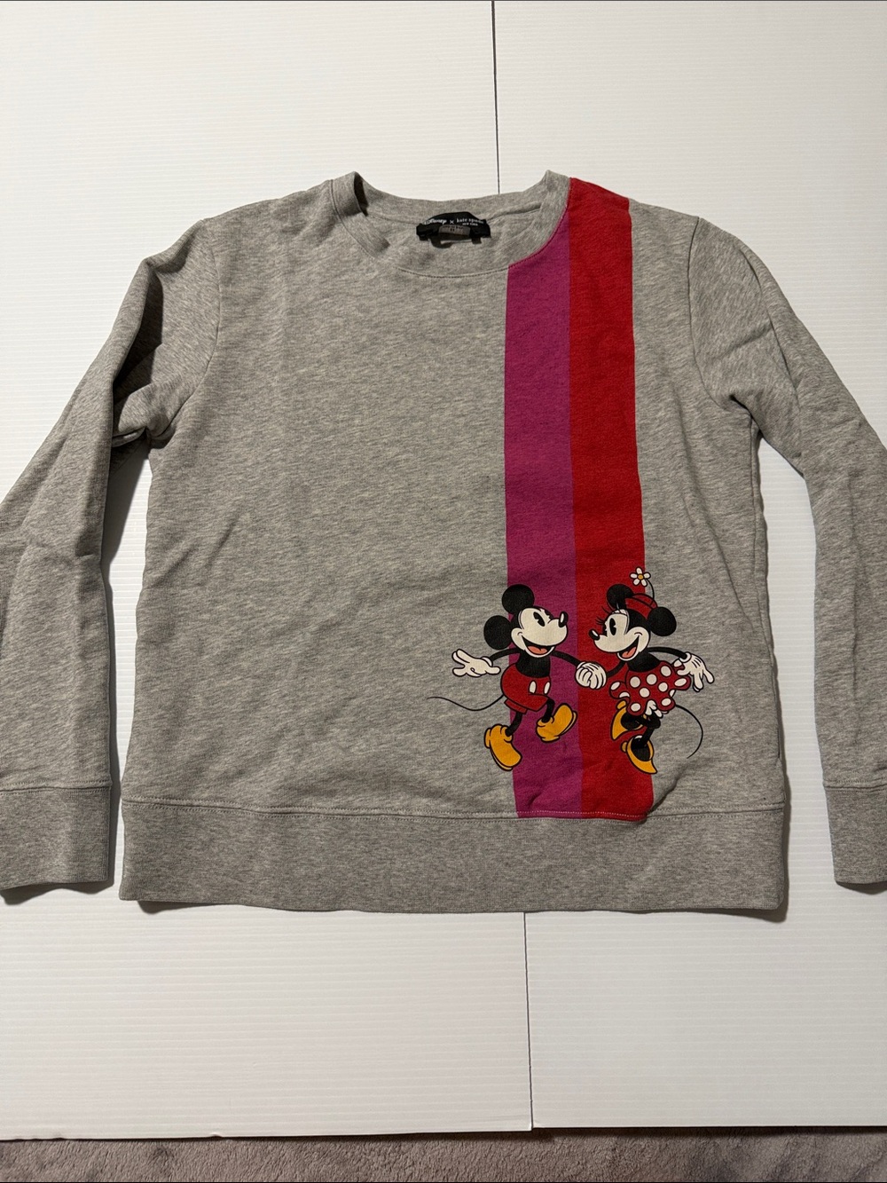 Disney x Kate spade Gray Sweatshirt with Red and Pink Stripes
